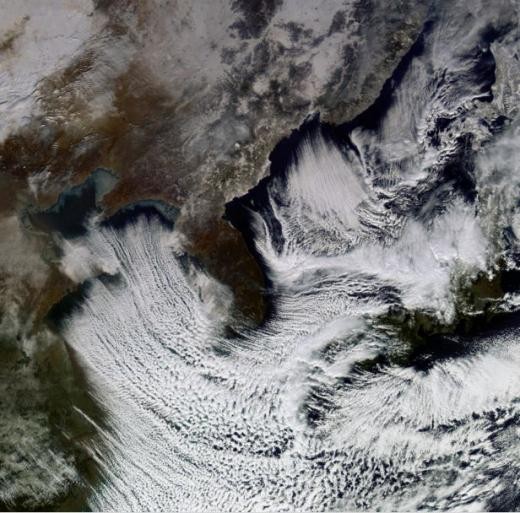 낮부터 평년기온 회복 한파 위성사진
 출처:/천리안 위성사진