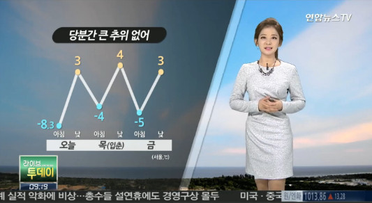 날씨정보 낮부터 평년기온 회복
 출처:/ 연합뉴스 TV 캡쳐