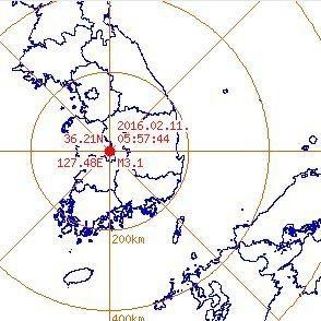 충남 금산서 규모 3.1 지진
 출처:/기상청