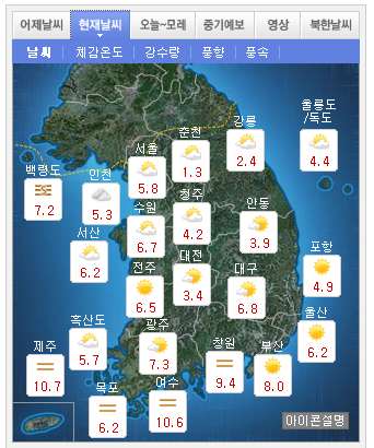 이번주 전국 날씨
 출처:/ 기상청 홈페이지