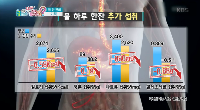 물의 하루섭취량과 효과
 출처:/ KBS 무엇이든 물어보세요 캡처