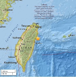 대만 지진
 출처:/ 미국지질조사국(USGS)