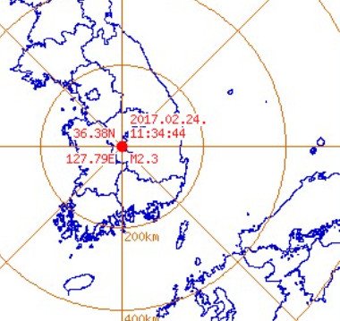 옥천서 2.3규모 지진 ‘경주-백령도 이어 옥천까지’