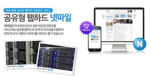 공유형 웹하드 넷파일, 무료 다운로드 서비스 확대