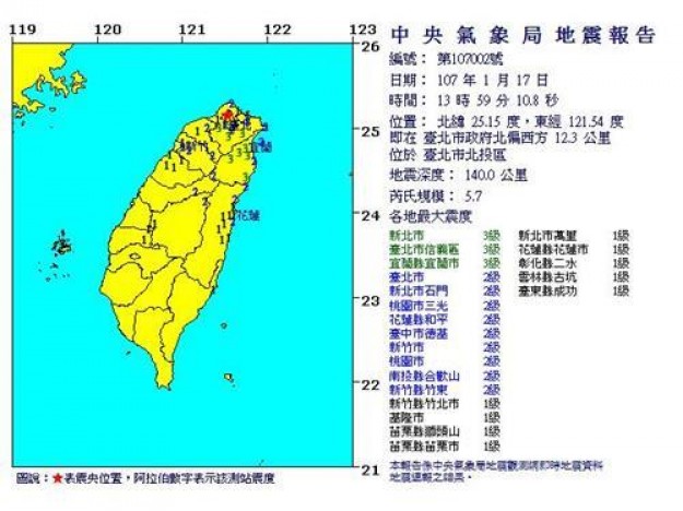 사진=대만 수도 타이베이에서 규모 5.7의 지진이 발생했다. 