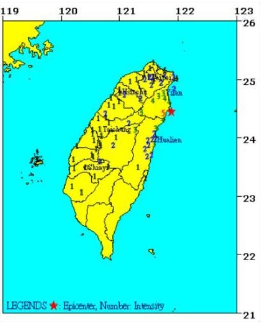 사진=대만에서 26일 오전 2시 28분(현지시간) 규모 5.2의 지진이 발생했다.