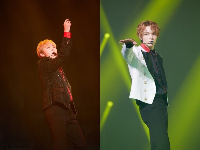30일 오후 서울 송파구 잠실실내체육관에서는 세븐틴 단독콘서트 '2018 SEVENTEEN CONCERT-IDEAL CUT IN SEOUL' 3일차 공연이 열렸다. 멤버 승관과 버논의 공연모습. (사진=플레디스 엔터테인먼트 제공)