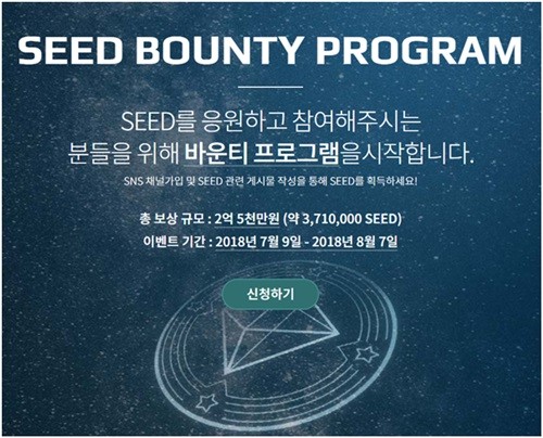 친환경 블록체인 ‘SEED’, 바운티 프로그램 통해 Airdrop 증정