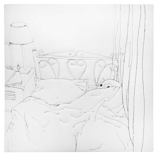 ‘거실 침대, 130×130cm, 재봉틀로 드로잉, 2015’. 사진=롯데갤러리 제공