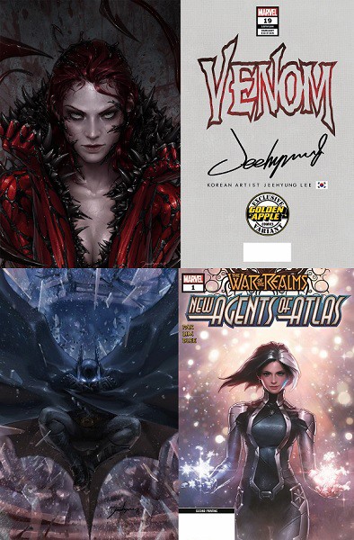 (위 순서대로) Venom #19 Carnage Mary Jane (Marvel) 버진 커버, Batman Grave #1 (DC) 커버, 루나스노우 new agents of atlas (marvel) 커버 (이지형作)