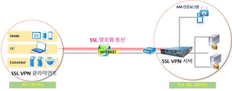 현존의 SSL VPN 통신 구조로 C-T-S 형식에 대한 구성도