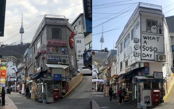 (왼쪽부터)SBA 서울애니센터 '쏘쏘빌딩 서울' 조성 전후 모습. (사진=서울산업진흥원 제공)