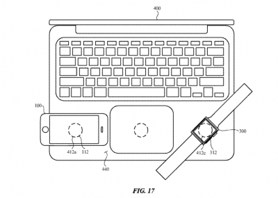 맥북으로 다른 애플 기기를 무선 충전하는 애플 특허 이미지 일부. 사진=미국특허청