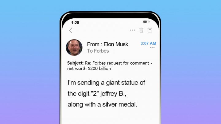 <일론 머스크 CEO가 포브스에게 보낸 이메일 일러스트. 사진=김명선(kms@etnews.com)