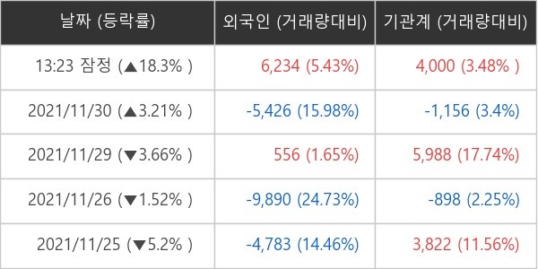 효성화학 외국인ㆍ기관 순매매량 (단위: 주)