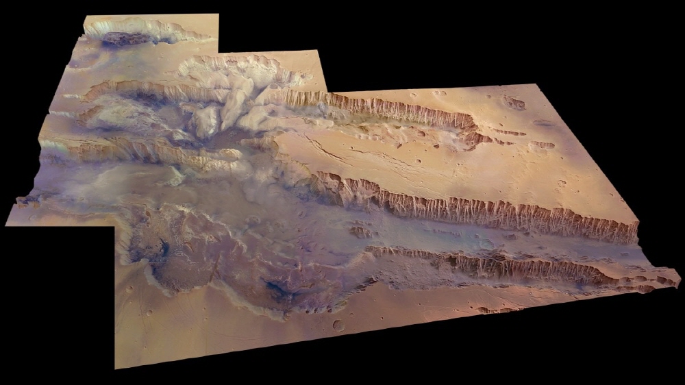 화성 ‘마리네리스 협곡’ 디지털 모델. 사진=유럽우주국(ESA)