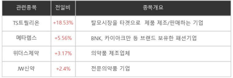 [ET라씨로] 모발이식 전문 플랫폼 진출에 급등…TS트릴리온, 18.53%↑