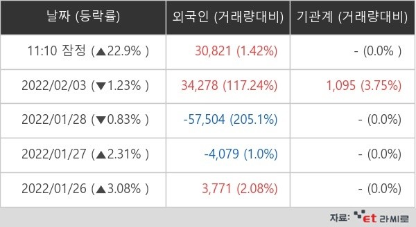 안국약품 외국인ㆍ기관 순매매량 (단위: 주)