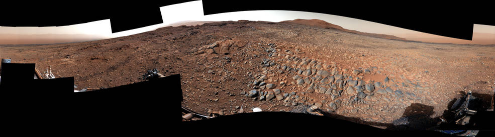 3월 23일, 탐사로버 큐리오시티가 화성에서 3423번째 솔(화성 하루, Sol) 마스트 카메라로 360도 파노라마 촬영한 ‘게이터 백’ 지역. 사진=NASA/JPL-칼텍/MSSS