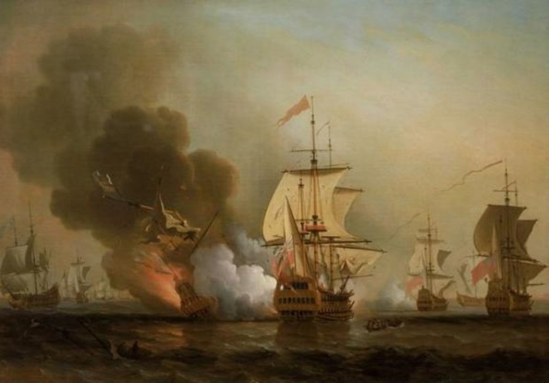 1708년 스페인 산호세호 침몰 당시를 그린 작품. 사진=새뮤얼 스콧