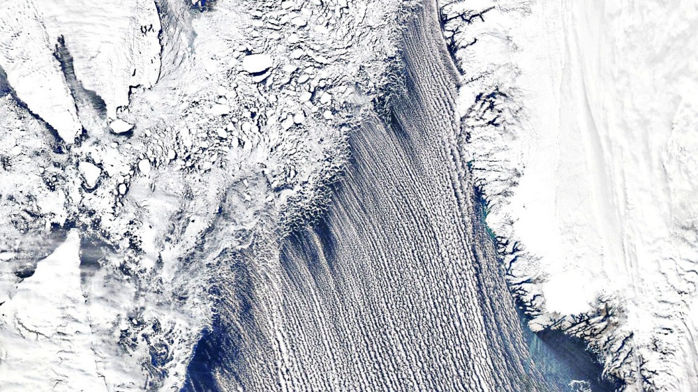 4월 19일 래브라도해 상공에 펼쳐진 구름. 사진=미 항공우주국(NASA) 지구관측소