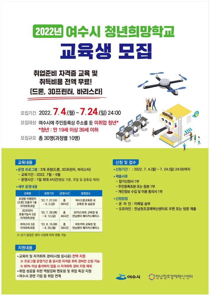 여수시 청년희망학교 포스터.