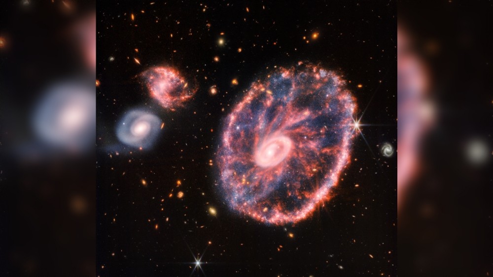 제임스 웹 우주망원경이 포착한 ‘수레바퀴 은하’. 사진=NASA, ESA, CSA, STScI