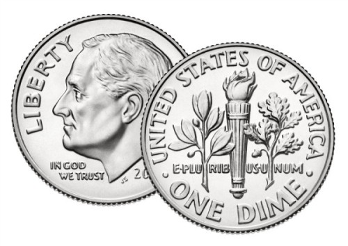 미국 10센트 주화(1다임). 미국 동전 가운데 가장 작다. 사진=위키피디아 커먼즈