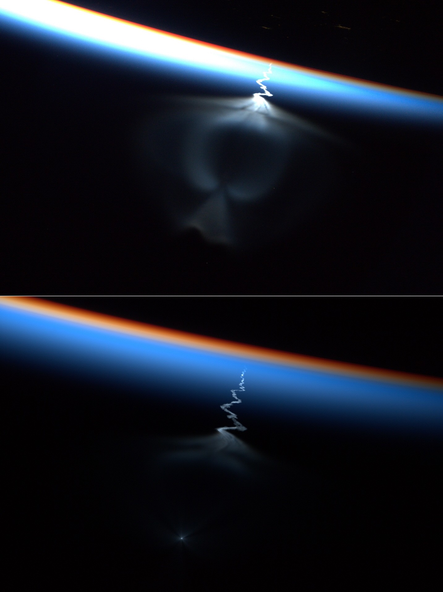 국제우주정거장(ISS)에서 본 소유즈 MS-22 발사. 사진=@AstroSamantha 트위터