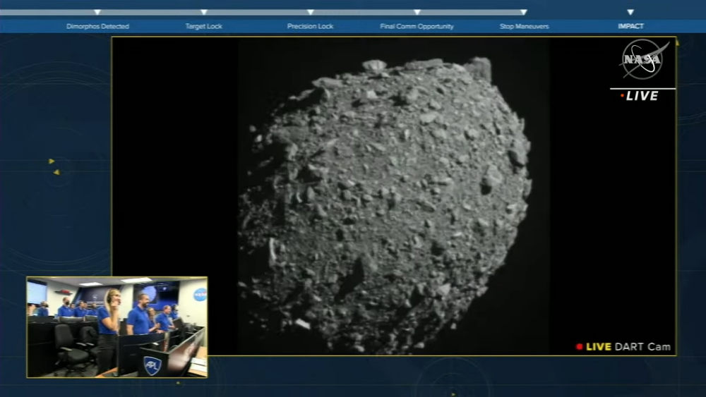 다트 우주선 소행성 충돌 전 화면. 사진=미 항공우주국(NASA) 유튜브 캡처