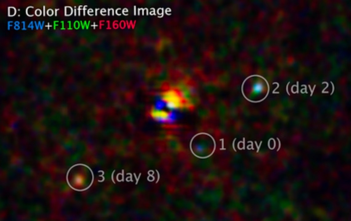 초신성 폭발을 확대한 이미지. 사진=NASA, ESA, STScI, Wenlei Chen(UMN), Patrick Kelly(UMN), Hubble Frontier Fields.