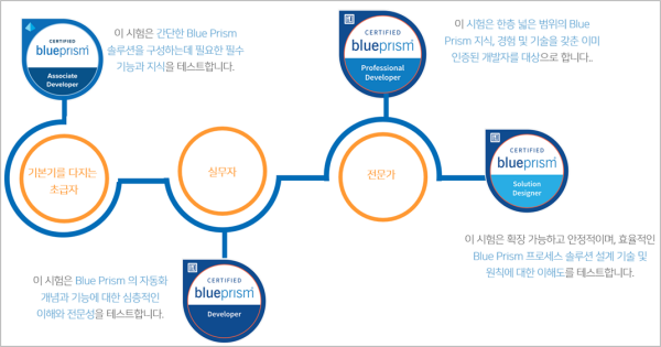 개발 역량에 따른 블루프리즘의 전문가 교육 과정