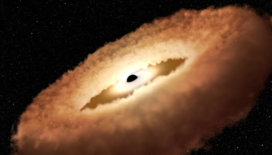 블랙홀이 별을 흡수하는 순간을 표현한 상상도. 사진=미 항공우주국(NASA) 