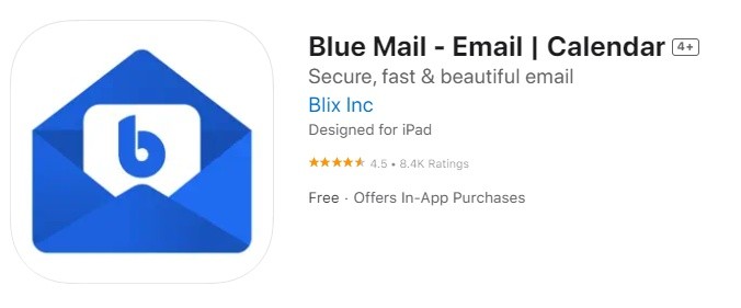 블릭스가 개발한 이메일 앱 ‘블루메일’이 ‘챗GPT’를 활용한 AI 업데이트를 신청했다가 애플측에 거부됐다. 사진=앱스토어 캡처