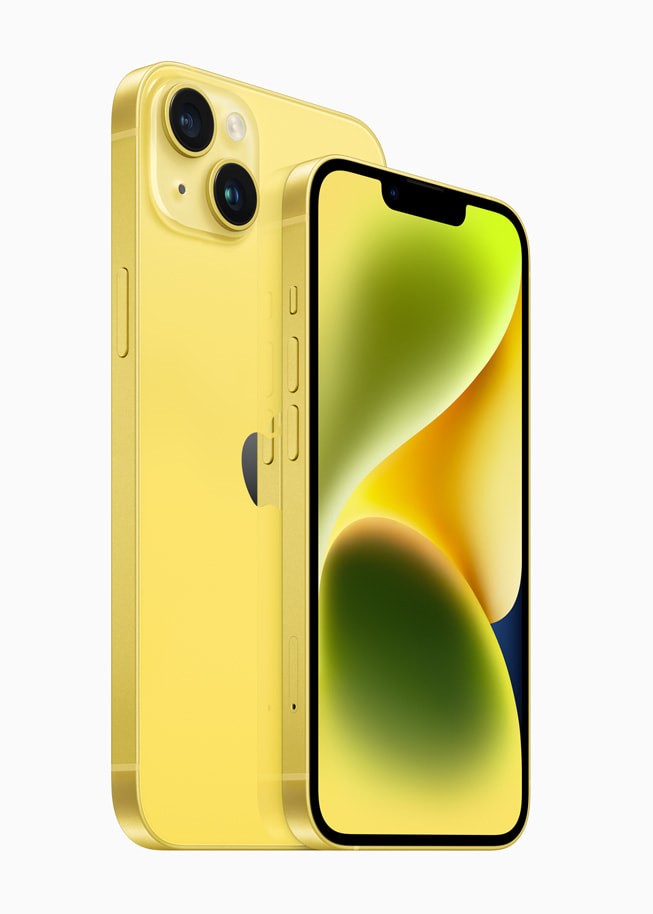 노랑 색상의 아이폰14와 아이폰14 플러스. 사진=애플