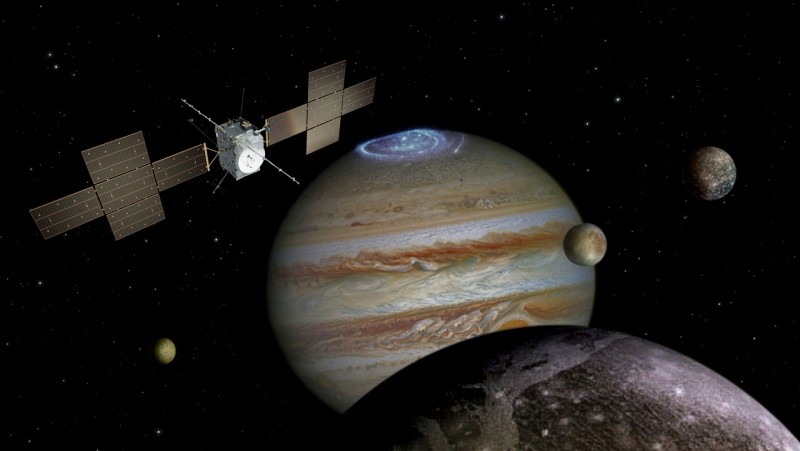 An artist's rendering of the Juice Probe orbiting Jupiter.  Photo = NASA/European Space Agency (ESA)