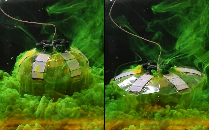 해파리에서 영감을 받아 제작된 해파리 로봇. 사진=독일 막스플랑크연구소 유튜브 캡처.