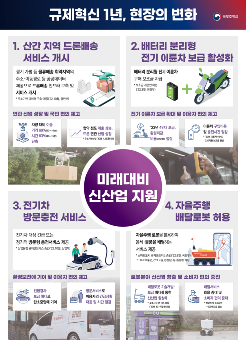 신산업 활성화에 기여한 규제 개선 사례. 자료 제공=총리실