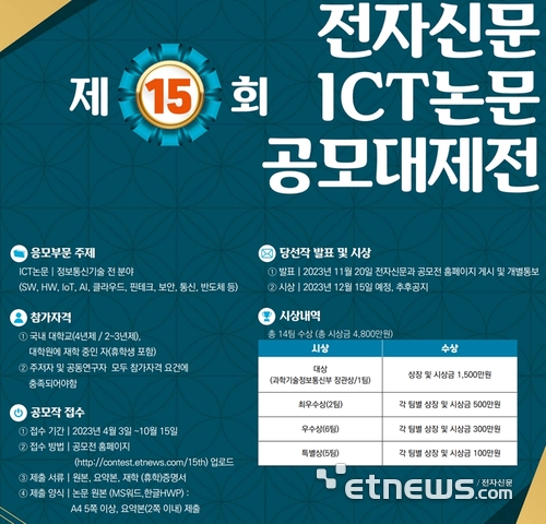 제15회 전자신문 대학(원)생 ICT논문 공모대제전