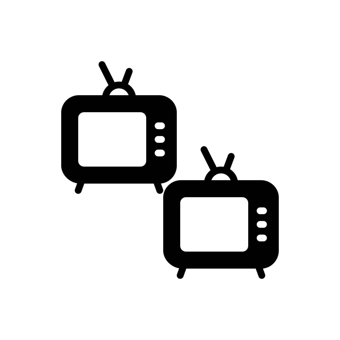 Icon for televisions, tv, broadcast, vintage, antenna, electric, entertainment, multimedia, screens