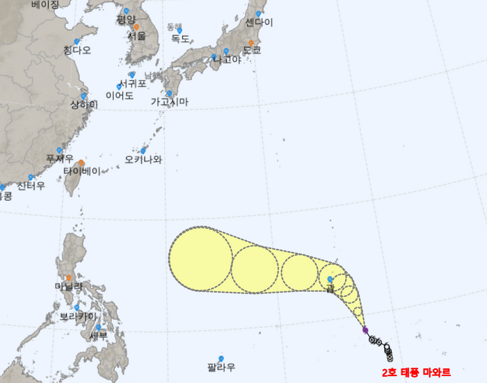 2호 태풍 ‘마와르’ 경로. 사진=기상청 홈페이지