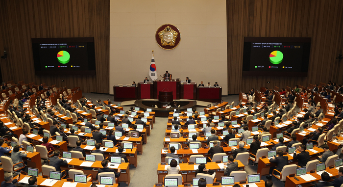25일 오후 서울 여의도 국회에서 열린 본회의 모습.