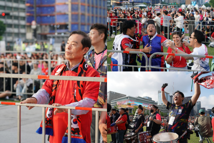 전경련 서울 광화문 광장 U-20 월드컵 거리 응원 현장. 이날 응원에는 김병준 전경련 회장직무대행과 정몽규 대한축구협회 회장 등이 함께했다.