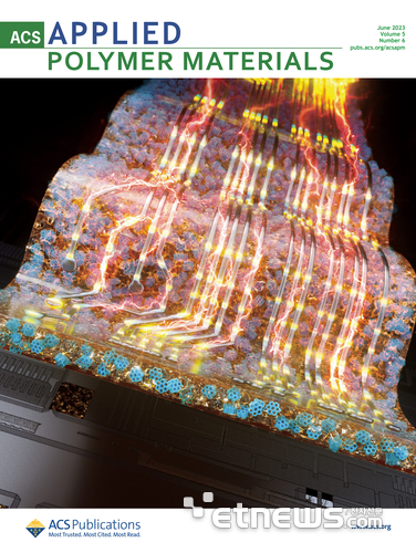 남기호 경북대 교수팀이 개발한 5G용 저유전 폴리이미드. ‘ACS 어플라이드 폴리머 머티리얼스’ 6월호 표지논문 이미지.