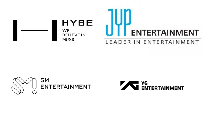 하이브, JYP, SM, YG 로고