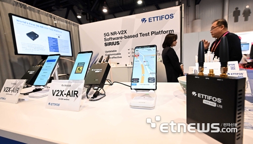 CES2023서 공개한 에티포스의 5G-V2X 플랫폼.