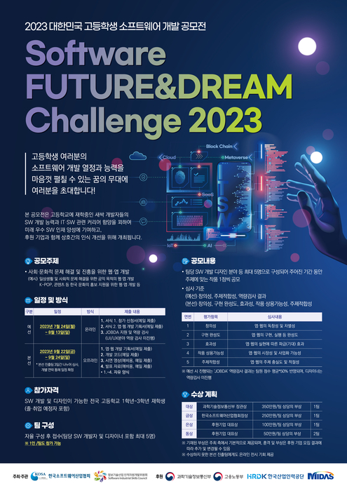 2023 고등학생 소프트웨어 개발 공모전 포스터. [사진제공=한국소프트웨어산업협회]