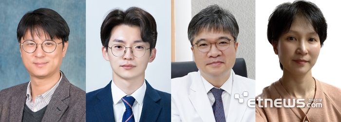 왼쪽부터 이재영 GIST 신소재공학부 교수, 이민규 GIST 박사과정생, 안영근 전남대병원 교수, 김용숙 전남대병원 교수.