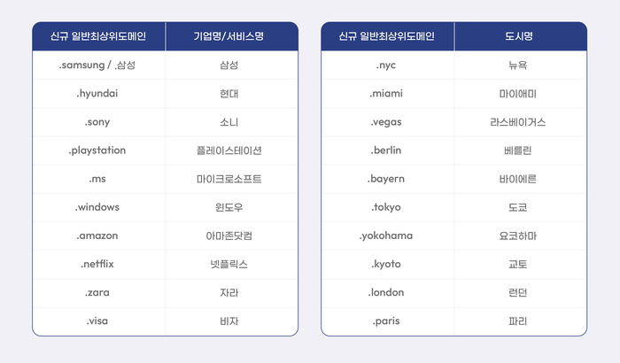 기업명·서비스명과 도시명을 활용한 신규 일반최상위도메인(사진=후이즈)