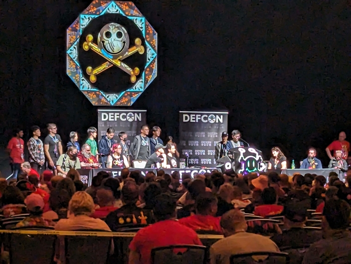 '2023년 데프콘 국제해킹대회(DEFCON CTF)'에서 1위를 차지한 MMM팀의 박세준 BoB 멘토가 소감을 발표하고 있다.(과학기술정보통신부 제공)